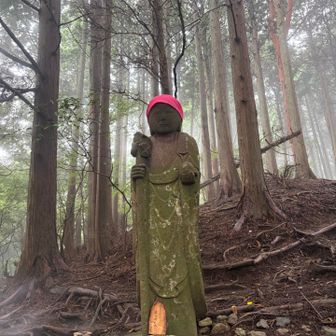 お久しぶりです🙏私より大きなお地蔵様。
しかしガスが抜けませんね、、白い〜。