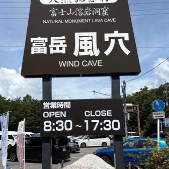 ゴールは富岳風穴駐車場。混んでてビックリ。
ここからバスで河口湖駅へ。道が混んでいてダイヤ通りいかないのは観光地だから仕方がないか…