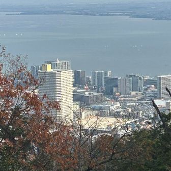 山頂から琵琶湖と大津の街
