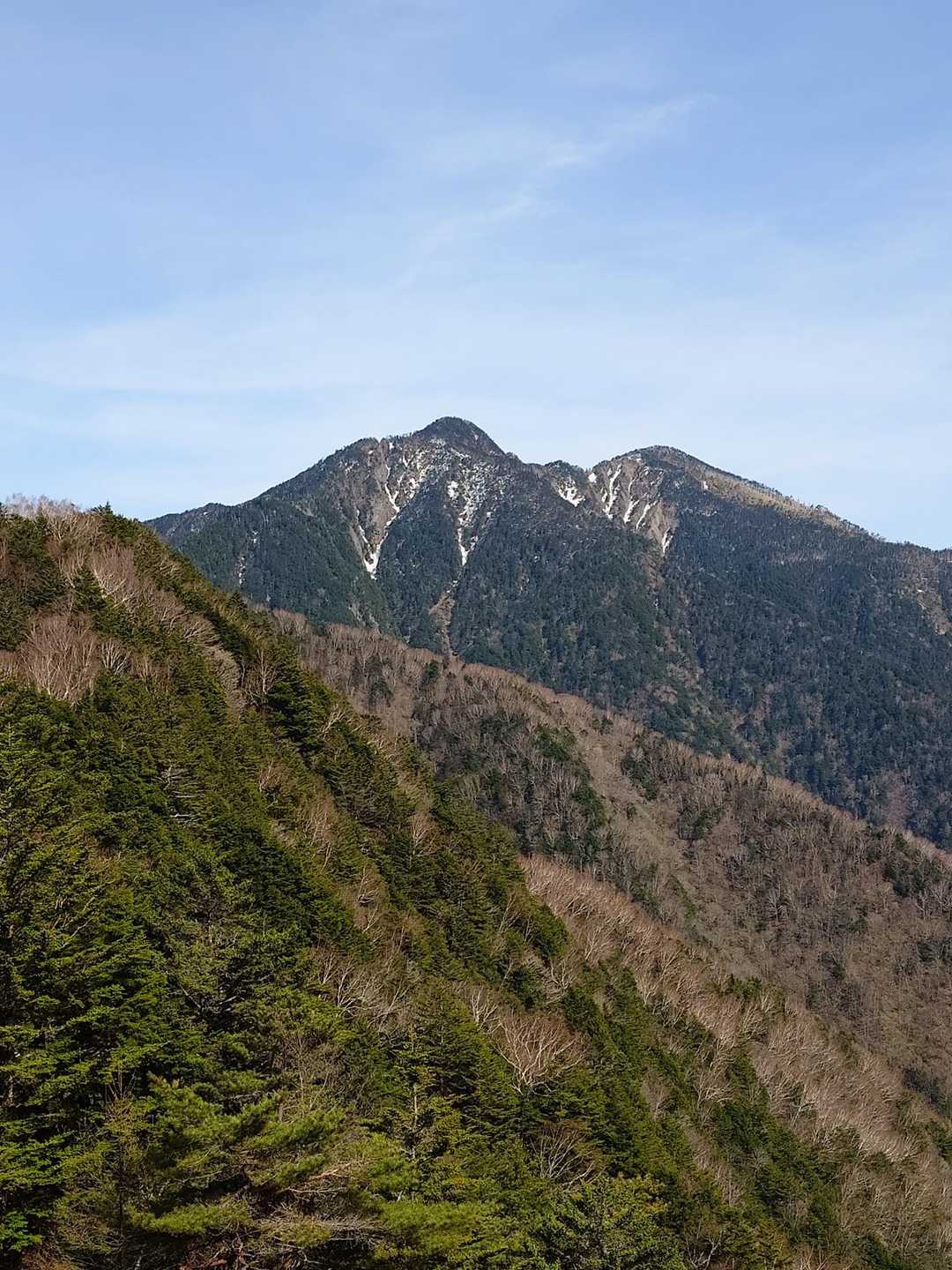 アップで
飯田方面から見る池口岳の裏側です