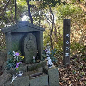 思ってた以上に立派なさるの墓。きちんとお供えもされていた。