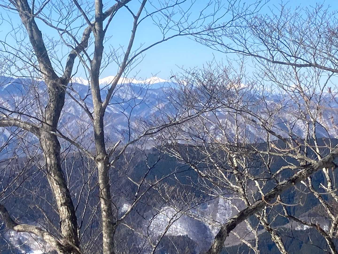 奥の白い山は❓南？