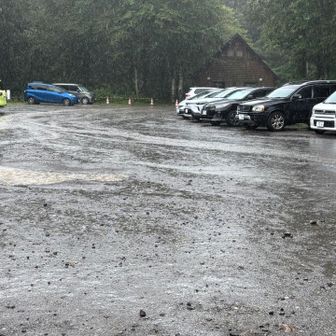 ものすごい雨。磐梯山にも、猫魔ヶ岳にも登れず、ピークとれずにびしょ濡れ😭悲しかったぁ。😭