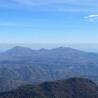 左が風不死岳、右が樽前山。噴煙が見えます。