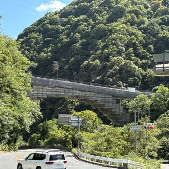 山道を抜けて新六甲大橋下交差点で信号待ち🚥
新六甲大橋は改修中🚧
六甲ケーブル下までは灼熱のアスファルト道🥵