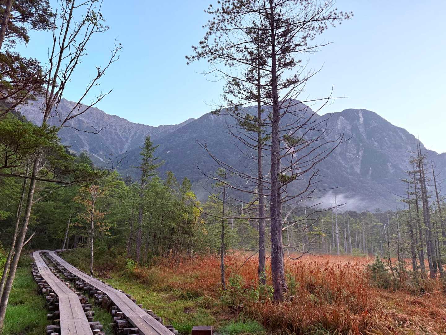上高地バス停-河童橋-岳沢湿原-前穂高岳-奥穂高岳 周回コースの写真