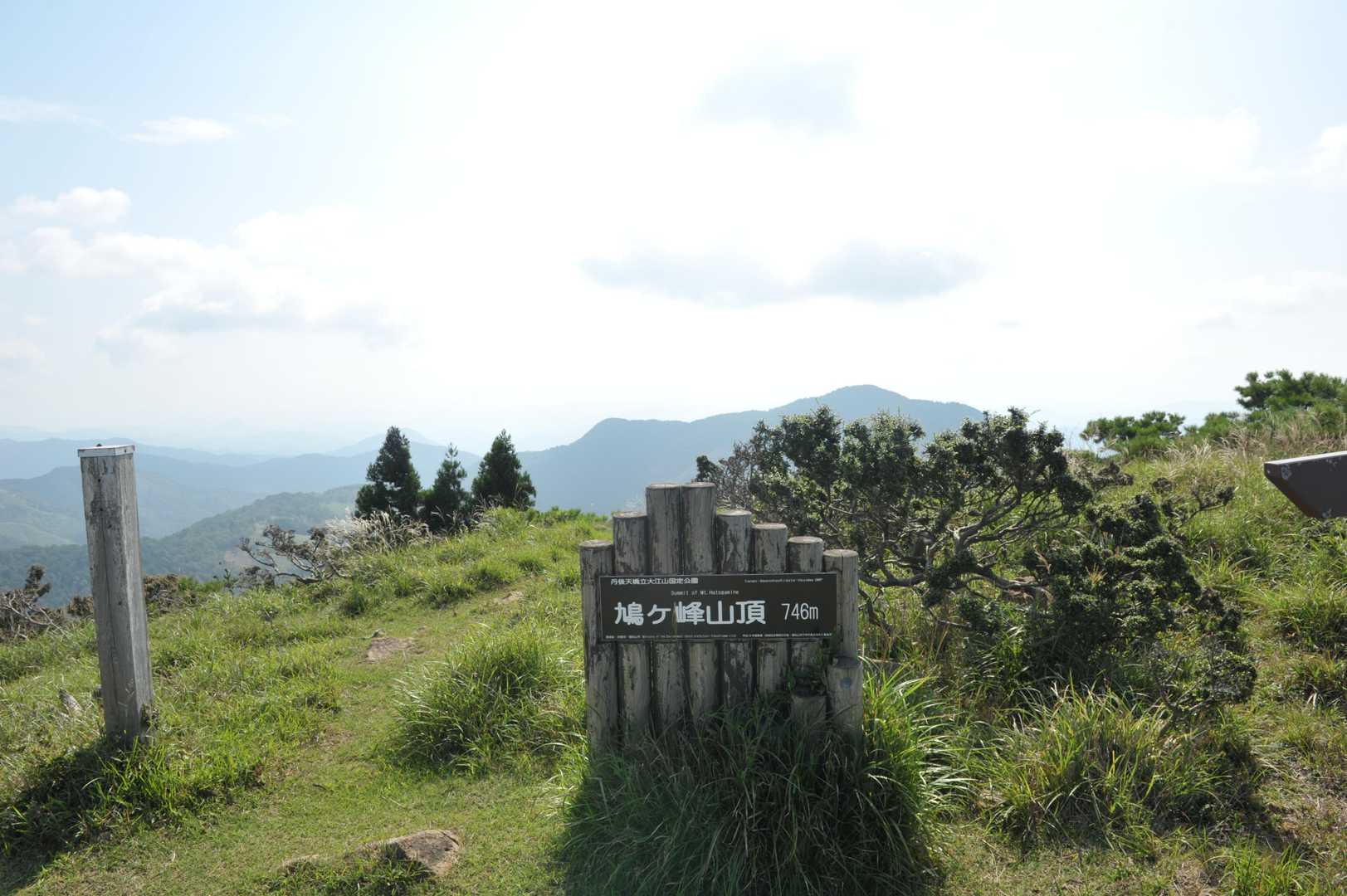 そして本日3つ目のピーク、鳩ヶ峰に到着。
千丈ヶ嶽から鳩ヶ峰までは比較的近くて(1kmくらい)、日陰(樹林帯)も多いのでわりと歩きやすかったです。