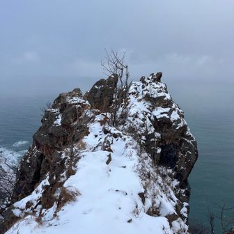 雪が付いているので🪨には登りません😁