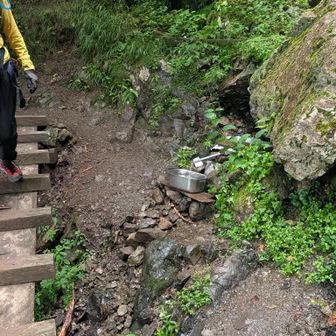冷たい湧き水
パイプで七つ石小屋へ水が運ばれていました