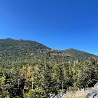 歩いてきた縞枯山と茶臼山。
そろそろ今日の山行もおしまい