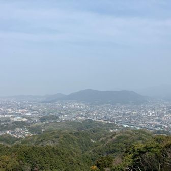 山頂からの眺望。霞んでるのは花粉？