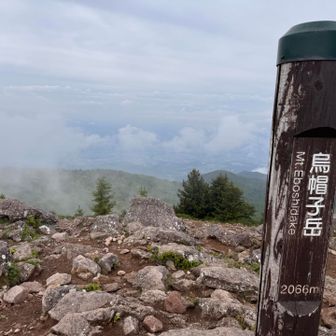 烏帽子山頂。
少し霧が晴れて上田と山肌のツツジか良く見えました。