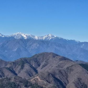 途中のの展望台。北岳、間ノ岳、農鳥岳。南アルプスのスターたち