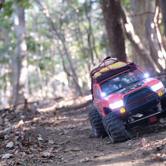 斜めっている道。
ラジコンは、こういう道が苦手で、すぐ転がる。転がると拾いに行くのが大変なので、慎重に。