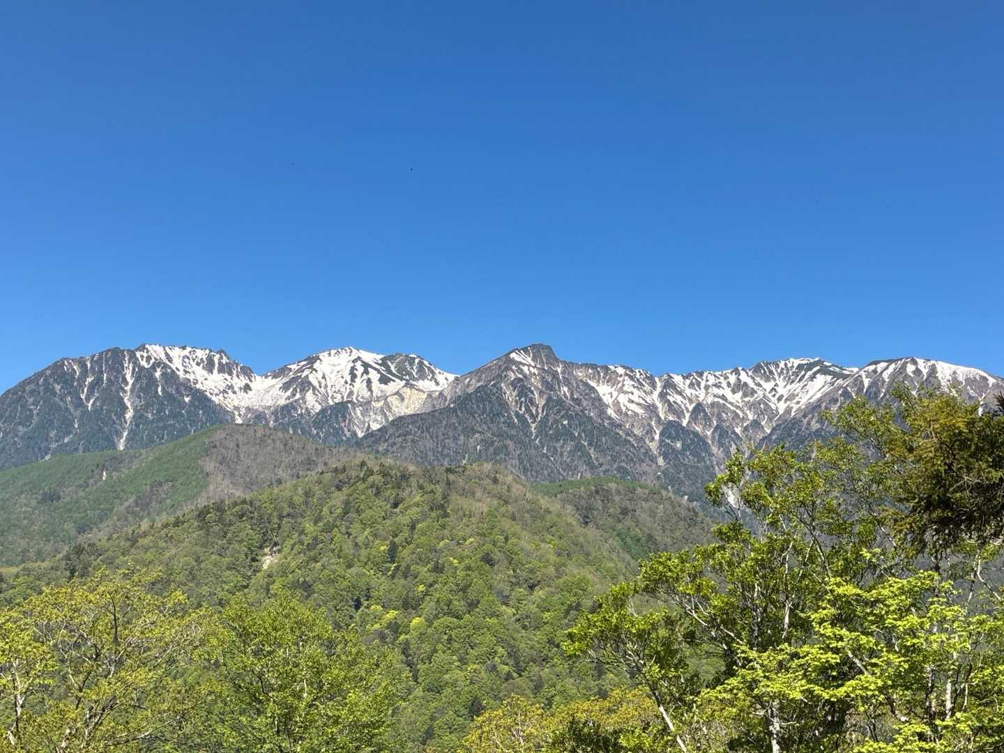 向かって左から
越百山　仙涯嶺　南駒ヶ岳　田切岳　空木岳