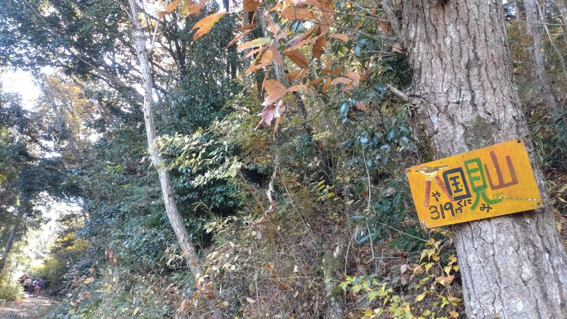 可愛らしい標識
八国見山（やくにみやま）と読むのね
鎌倉の六国見山は（ろっこくけんざん）と読みます🤓