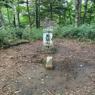 風越山山頂　1535.1m三角点
樹木に遮られ展望無し。