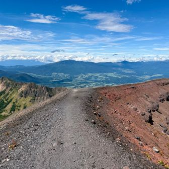 中央奥に四阿山