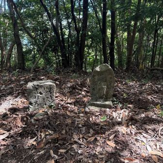 左の石はなんで書いてあるのだろう
地面に埋まったところにも文字があるのかもしれないなぁ
左側は「まみち」かな？
右側は何かの漢字を崩しているのかなぁ
