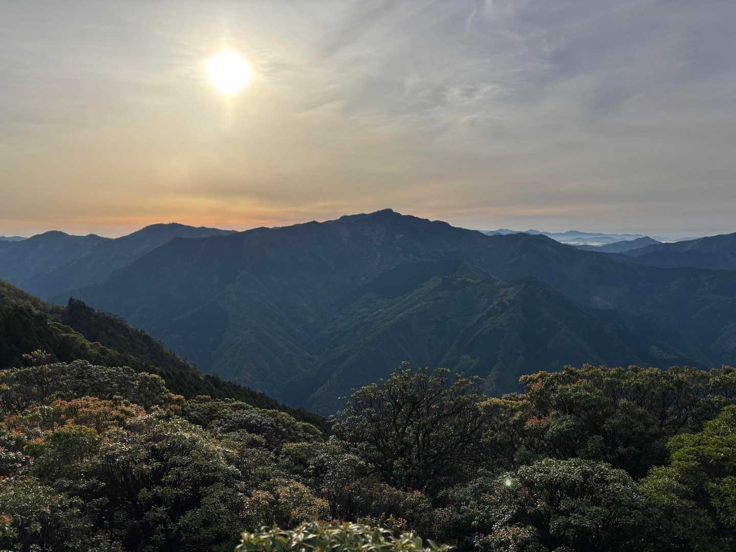 空は全体的に薄く雲がかかっているけれど、
ぼんやりとした朝焼けの色があたたかい
振り返ってはつい茫然と立ち尽くしてしまう笑