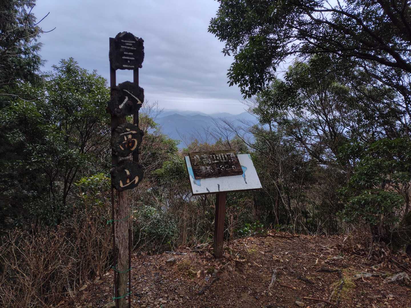 八高山山頂＼(^o^)／
富士山は雲の中
しばらくするとちっと雨つぶが大きくなってきたので、おむすび食べず即下山します😊
