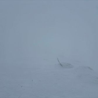 振り返って帰路…だと思う🌫️
もう自分の足跡も消えてるよ😰時間的には全然大丈夫なんだけど…もう無理…これ以上進むと戻りきれなくなる…おそらくは気後れし出した瞬間が潮時…撤退します😭