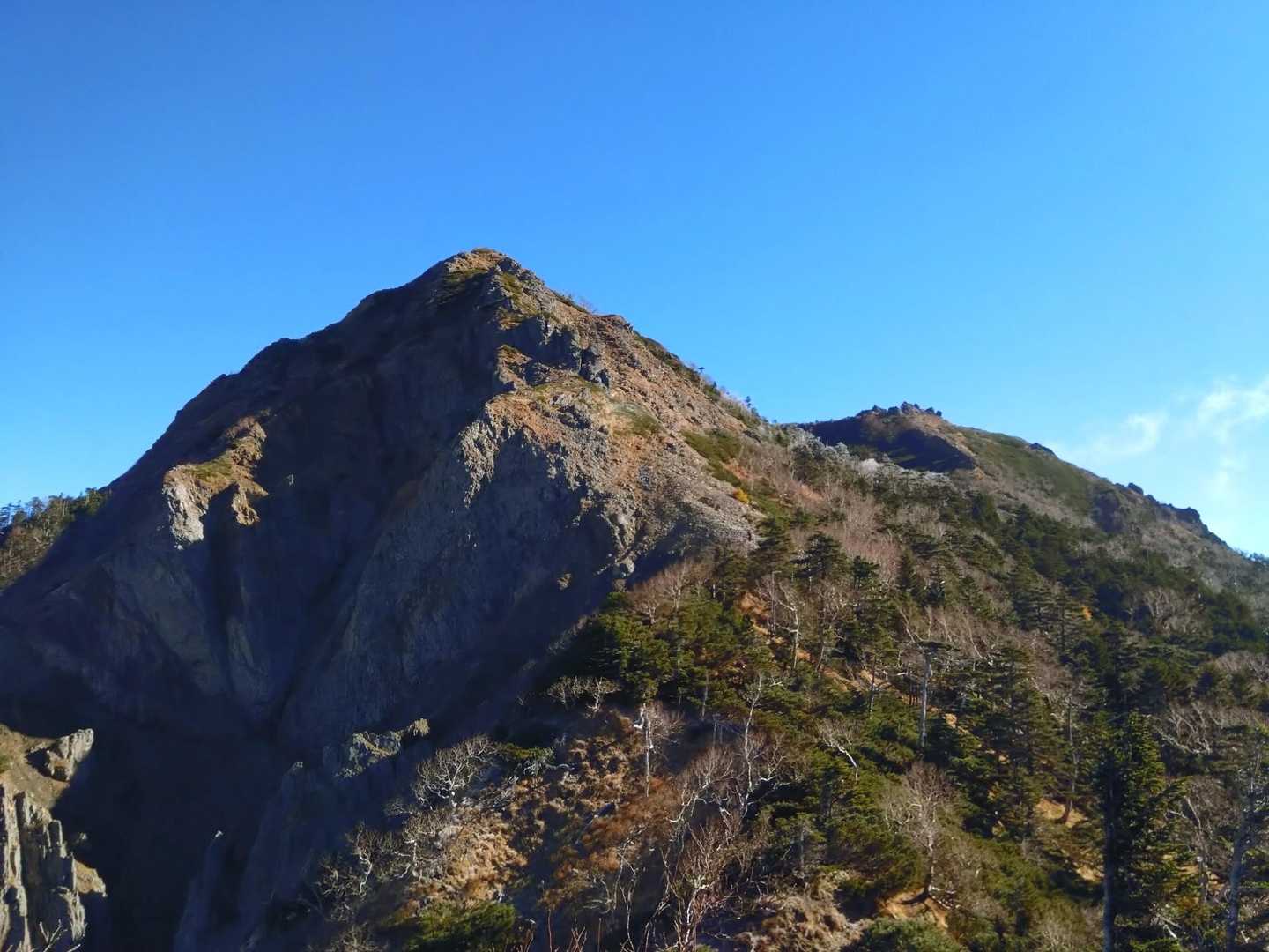 舟山十字路-御小屋山-阿弥陀岳-赤岳-ツルネ-権現岳-西岳 周回コースの写真