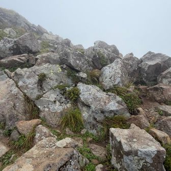 山頂近くは、このような岩場が続きます。