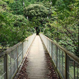 鍋蓋山への吊り橋