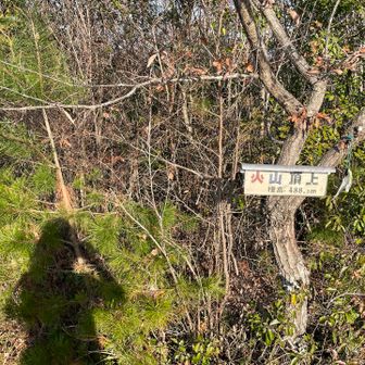 20分で火山山頂。
先週は山頂プレートが反射したので、
同じ失敗を避けて、少し斜めから写す。

ここも他に誰もいなかった。