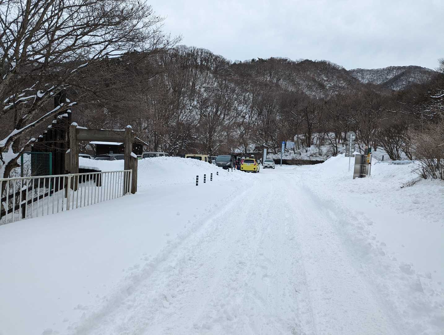 駐車場真っ白です