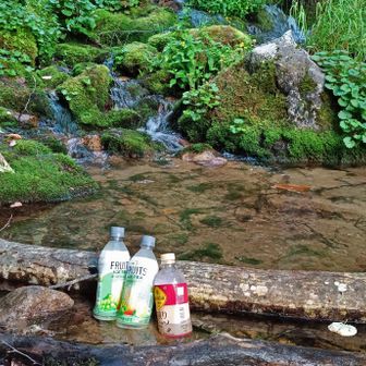 超つめた～い

沢の水に詰め替えます、左 2本はアクエリ粉末を溶かして
(元々詰めてたのは神戸の水道水)