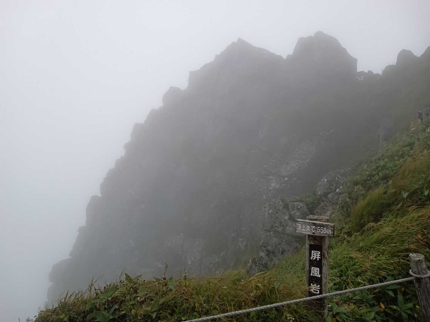 良く見えませんが、屏風岩🪨だそうです。
横風も強い‼️