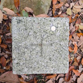 一等三角点です。三角点の中で一番大きいです。点名は｢天満山｣です。標高は244.3m です。