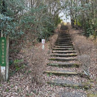 公園の側の駐車場は満車　第三駐車場に車を停め　ここからスタート！階段が続きます