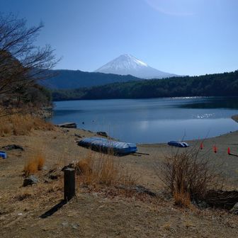 西湖の湖岸を歩いて駐車場に戻りました。
駐車場にはたくさんの車。