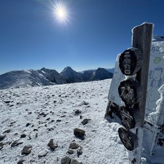 山頂へ到着 体感気温はマイナス20度以下