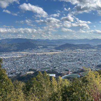 武田山　山頂！！
我が母校が見える👀

今日の私のスタートはここ。
仙人〜　教えてもらったルート行くね〜！！

しっかし風が強い
山がボーボー言っている