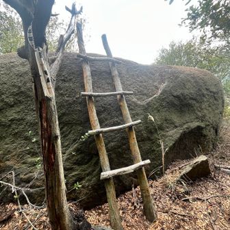 大岩までやって来ました
ハシゴを登って
お昼ご飯にします😋