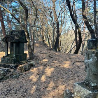 三峰山には祠と石像があったよ👆