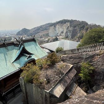 浮き石を上から見る　岩の上に木が生えてる
四角いなあ　不思議
南に竜山