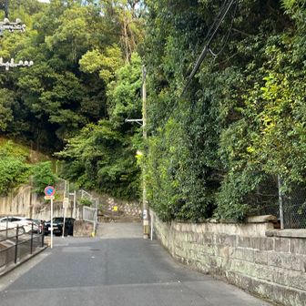 照國神社脇の道を通り