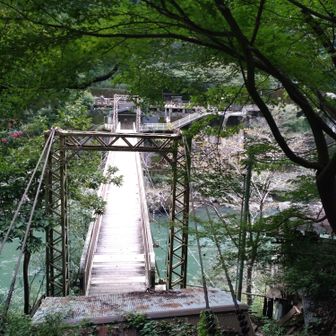 吊り橋を渡ると
トロッコ保津峡駅
