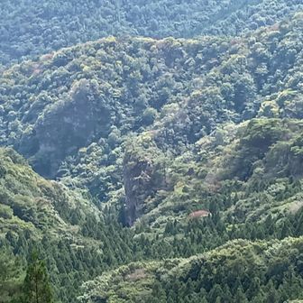 往路、屏風岩から獅子岩へ。
展望岩から、屏風岩(拡大)。