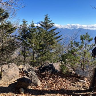 富士見山展望台到着🙌 標柱があるがここは山頂ではない､､､😅