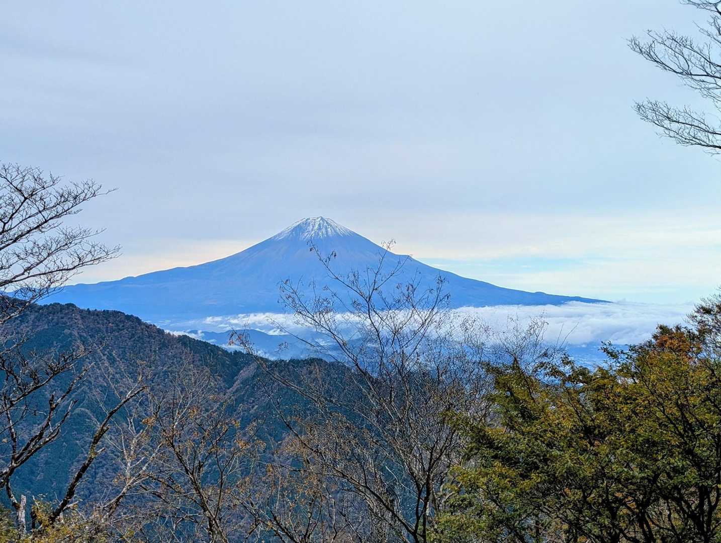 稜線に出ると富士山が見えます