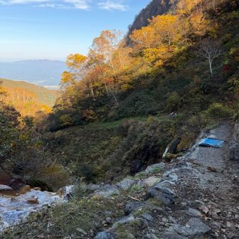 この滝の湯のところの登山道も左が絶壁で落ちてるので怖いです😱
普通に歩けば問題ないですけど、気持ち的に😭