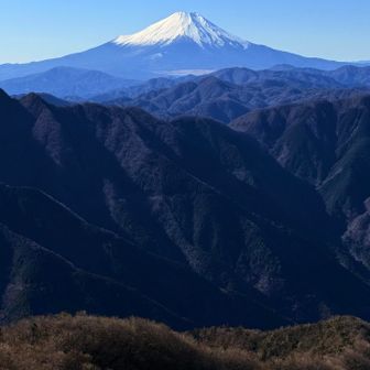 袖平山を少し下った場所からの
富士山ドーン🗻　縦ver少しアップ