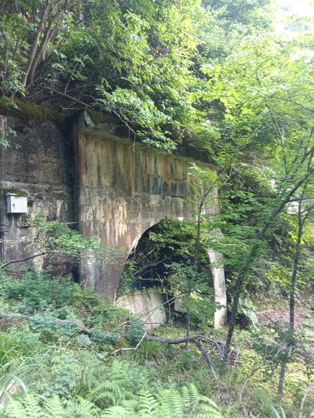 これが旧トンネルですね。
おどろおどろしい😨
しばらく舗装道路を上がる