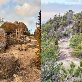 モアイ🗿の寝顔を通過…粗目の真砂土の尾根をザクザクと